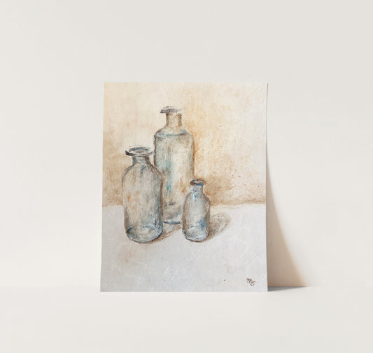 Three Vintage Bottles I - Giclée Print