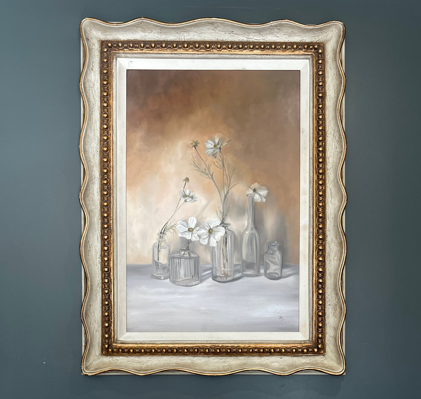 White Cosmos in Glass Vases