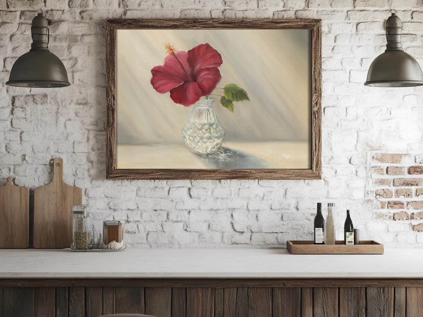 Hibiscus in Crystal Vase - Giclée Print