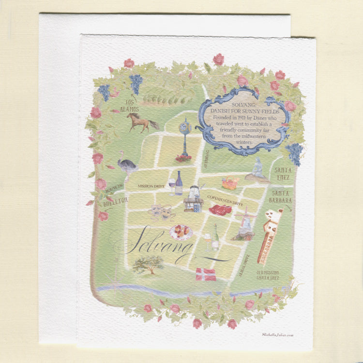 Solvang Map Mini Print / Greeting Card