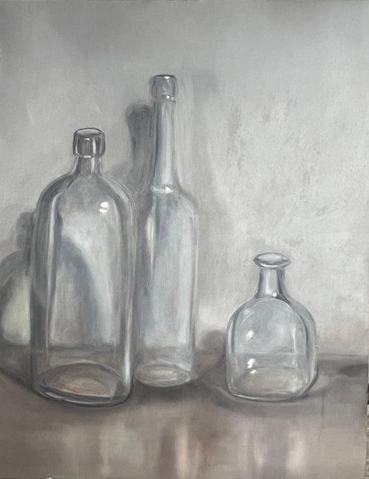 Three Glass Bottles in Gray
