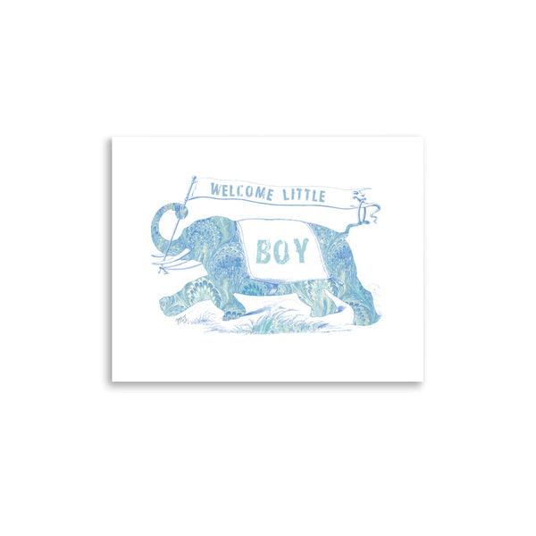 Italian Paper Elephant Welcome Boy Art Print