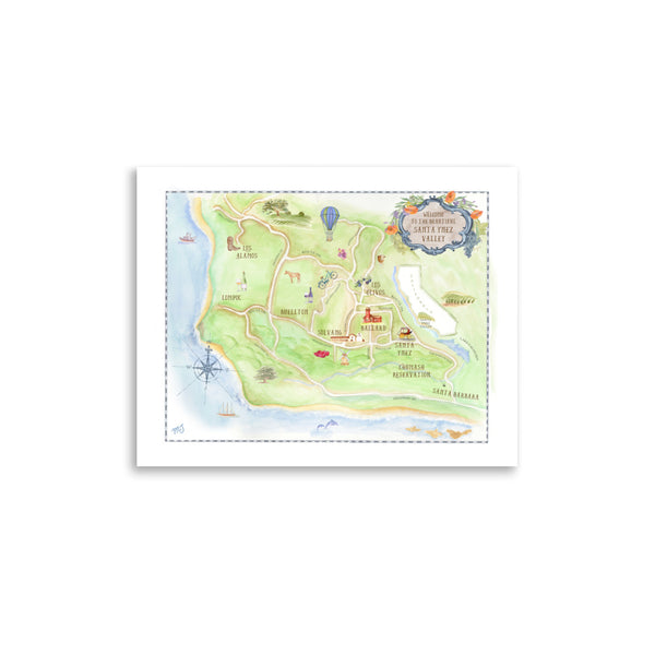 Santa Ynez Map Art Print