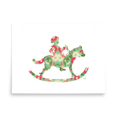 Floral Rocking Horse Art Print