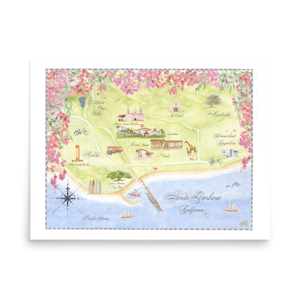 Santa Barbara Map Art Print