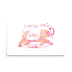 Italian Paper Elephant Welcome Girl Art Print