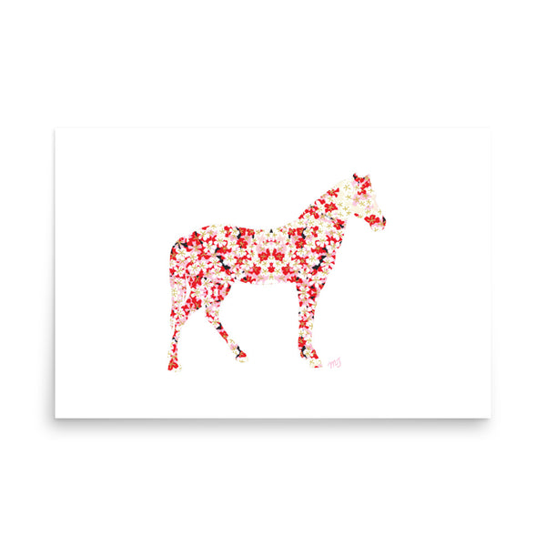 Red Blossom Horse Art Print