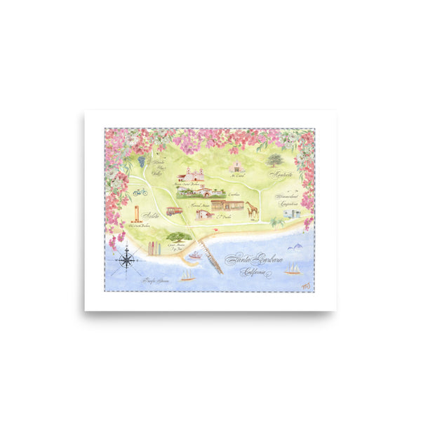 Santa Barbara Map Art Print