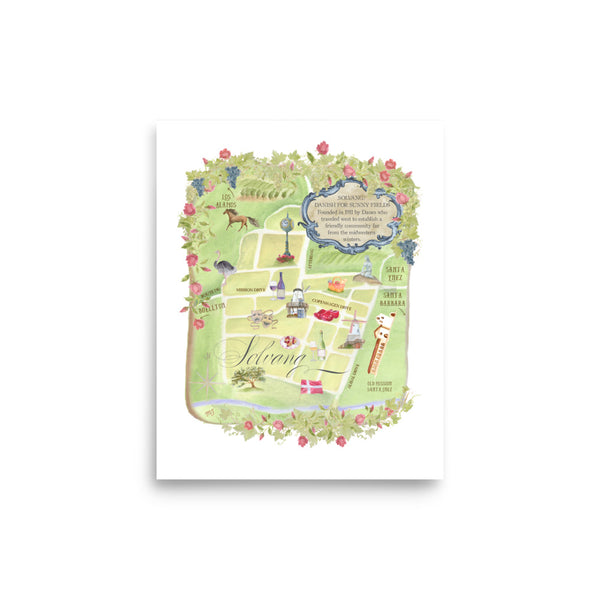 Solvang Map Art Print