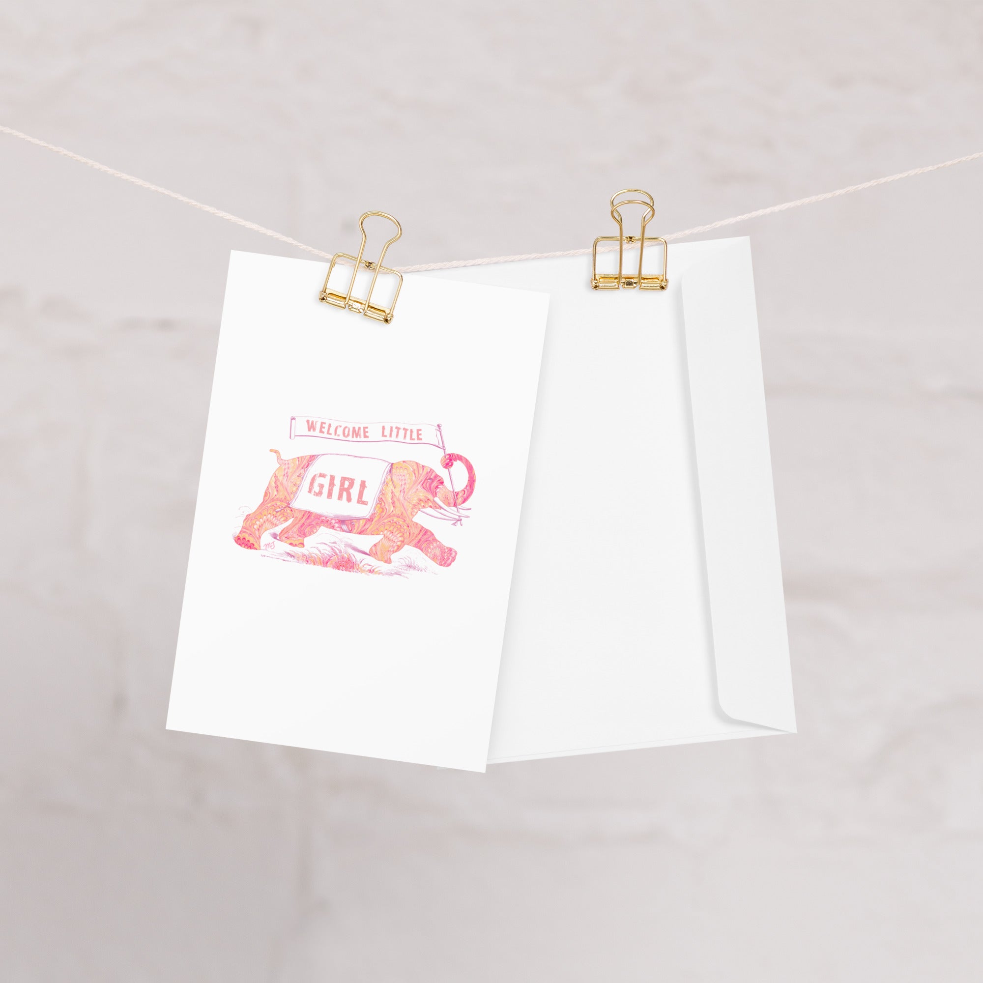 Welcome Baby Girl Elephant Greeting card