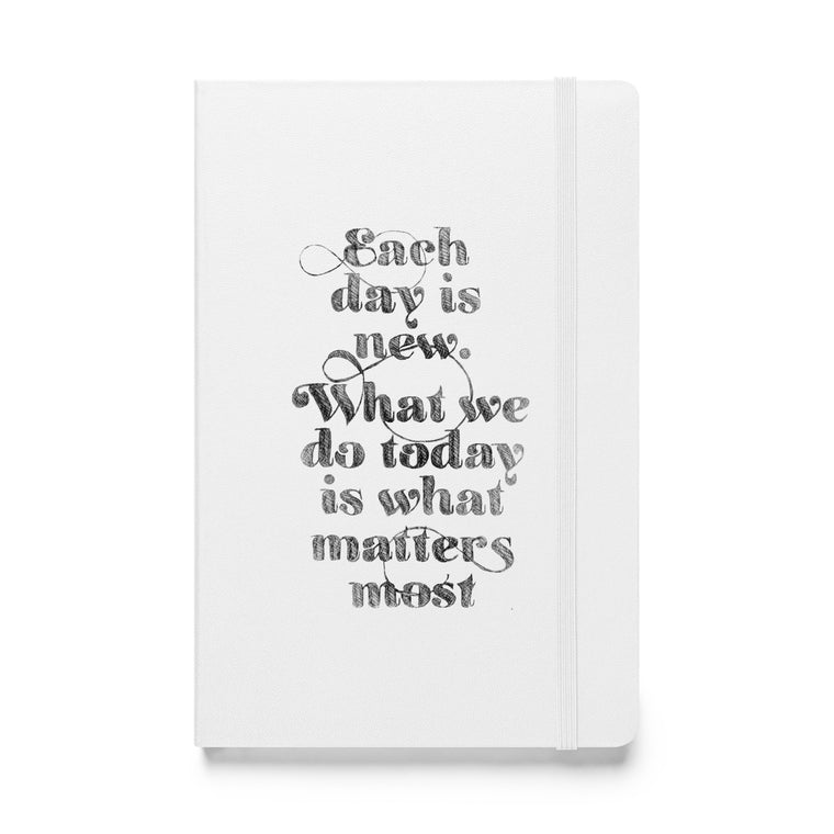 New Day Quote black etching Hardcover bound notebook