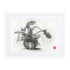 Orchid Etching Framed art print with matt