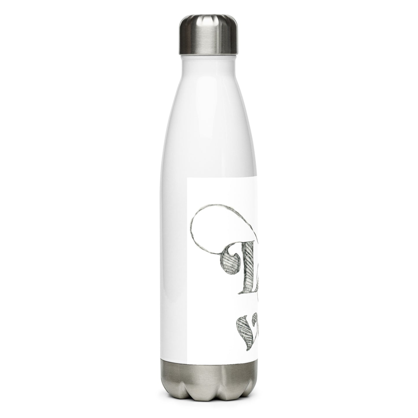Love Etching in black Stainless steel water bottle