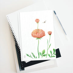 Ranunculus Watercolor - 5 x 7.25 inches. Ruled Line Journal