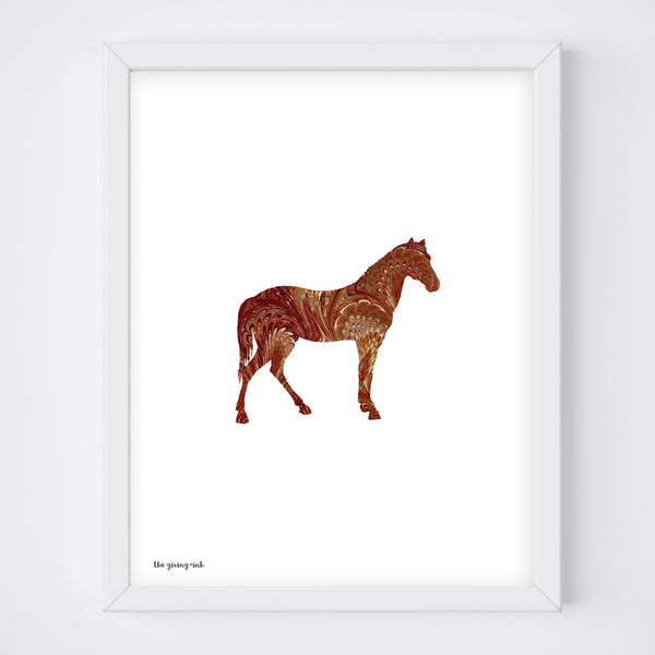 Horse Brown Italian Paper Downloadable Print