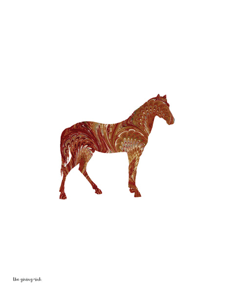 Horse Brown Italian Paper Downloadable Print