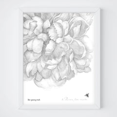 Detailed Black and White Peony Downloadable Print