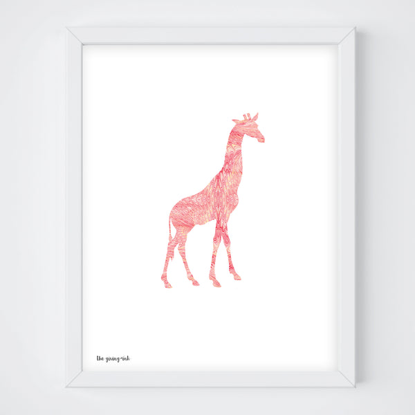 Giraffe Pink Italian Paper Downloadable Print