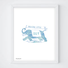 Welcome Baby Boy Elephant Downloadable Print